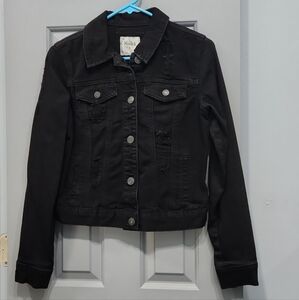 NWOT Mudd Distressed Black Denim Jean Jacket small